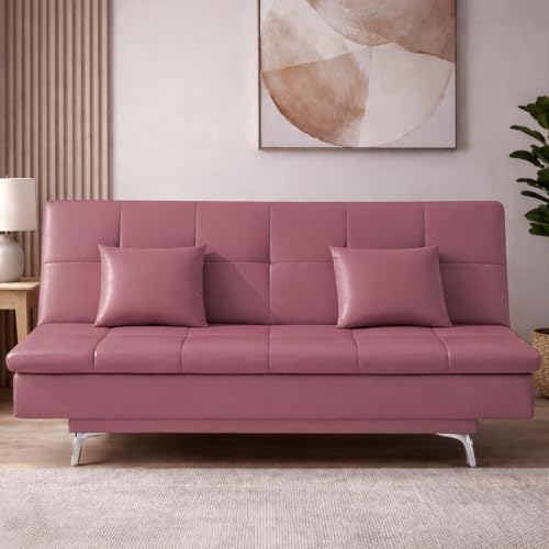 Image of Casaliving Danny 3 Seater Sofa Cum Bed Leatherette Fabric (Move) with Two Cushions Perfect for |Home Living |Office Room and Guest Room Premium Sofa