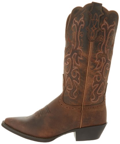Justin Boots Women's Stampede Collection 12" Boot Narrow Rounded Toe Western Rubber Outsole,Tan Puma Cowhide,7 B US