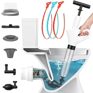 Toilet Plunger High Pressure Toilet Air Plunger Blaster for Bathroom Floors Shower Kitchen Drain Sinks Unclogger, Heavy Duty Clog Remover Declogger Toilet Plumbing Clogs