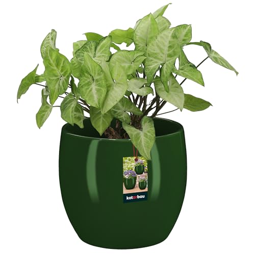 KOTARBAU® Blumentopf rund ⌀ 10 cm Höhe: 9,5 cm Grün - Moderner Keramik Übertopf für Zimmerpflanzen & Orchideen