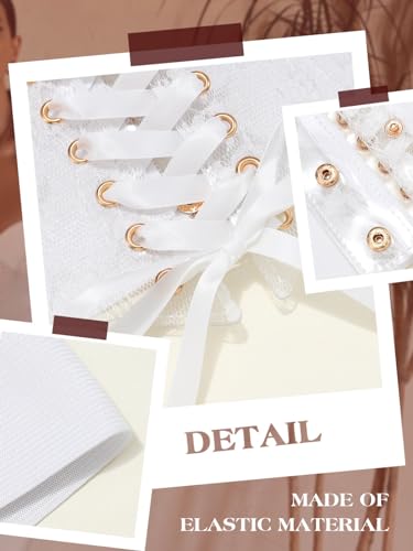 Asooll Vintage Elastic Corset Belts Lace Up Transparent Waist Underbust Belt Renaissance Wide Cinch Dress Costume for women4