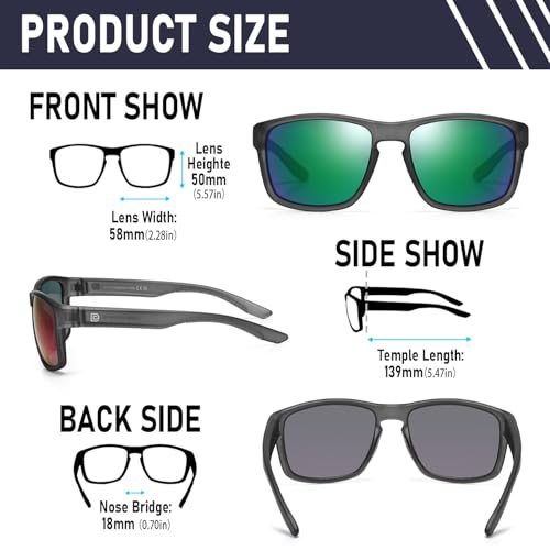 DUCO Polarized Sunglasses for Men and Women Retro Square UV400 Protection Lightweight Frame Driving Sun Glasses DC6288 (Transparent Gray Frame Purple Green Lens) by DUCO - Used condition - Image 2