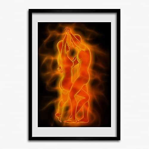 Cadre en bois MDF 50x70 cm idéal pour sublimer une peinture moderne de couple dansant au salon