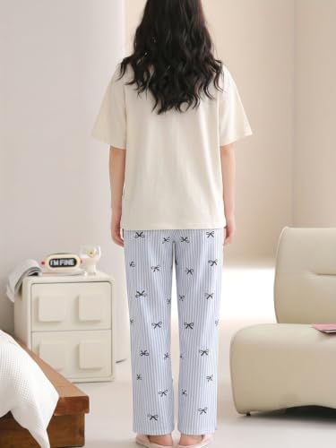 Image of Louis Luxe Cotton Blend Womens Korean Night Dress|| Full Pyjama Set || Korean Nightsuit ||Women Nightwear ||Round Neck Full Sleeve Nightsuit || Loungewear || Everyday Nightdress (ND-11)