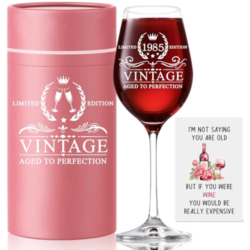 40th Birthday Gifts for Women, 1985 Vintage 18 oz Stemmed