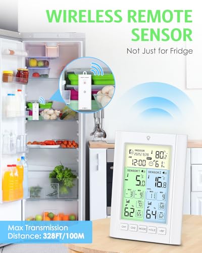 Termómetro digital para nevera inalámbrico con alerta sonora y registro máximo mínimo 4