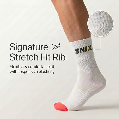 Image of SNIX Sportswear Athletic Ankle Socks, Men, White with Colour Accent, Cotton Blend
