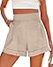 Cicy Bell Damen Shorts Gerade Kurze Hose Sommer Hohe Taille Freizeitshorts Anzug Short mit Tasche Khaki L
