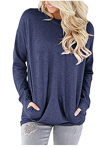ONLYSHE Womens Crewneck Sweatshirt Casual Loose Fitting Tops Long Sleeve T Shirt