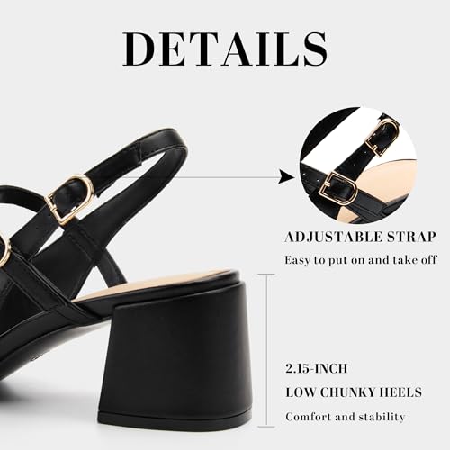 Womens Mary Jane Chunky Low Heels Pumps Square Toe Buckle Strap Wedding Party Dress Shoes3