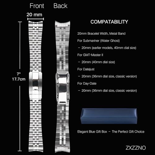 Image of Metal Watch Band 36 40 41mm Dial For Rolex Submariner /GMT Master II /Daytona /Datejust /Day-Date Men,20mm /21mm Replacement Curved-End Strap Wrist Band,Quick-Release Bracelet Wristband Oyster Clasp