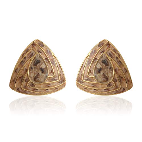 Estele Fashion Jewellery Gold Plated Triangle Shaped Stud Earrings With Beige Enamel for Girls/Women-671/710 ER (B08CPSJB44) Amazon Price History, Amazon Price Tracker