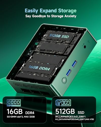 Image of Bmax Mini PC B6 Turbo, Intel Core i5-8257U (Beats N100 /N97 /N150 /4300U /i3-10110U), 16GB RAM 512GB SATA SSD, Micro Desktop Computer Support 64GB /4TB Expansion, WiFi 6, Dual 4K HDMI /DP, Win 11 Pro