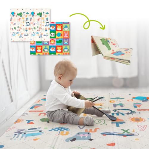 Fisher Price Portable Baby Playmat Double Side -180 x 150 x 0.8 cm PE - Alphabet Zoo