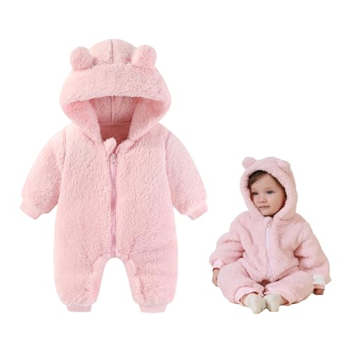 Image of AiWMGL Newborn Baby Bear Outfit Suit Girls Boys Fleece Jumpsuit Romper Hooded Winter Snowsuit Clothes