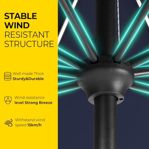 Image of Tempera Patio Market Outdoor Table Umbrella with Auto Tilt and Crank, Large Sun Umbrella with Sturdy Pole & Fade Resistant Canopy, Easy to Set