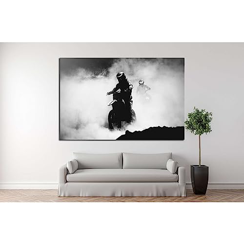 Cuadro de motocross sobre lienzo ZELLART de 120x80cm listo para colgar y decorar paredes vacias