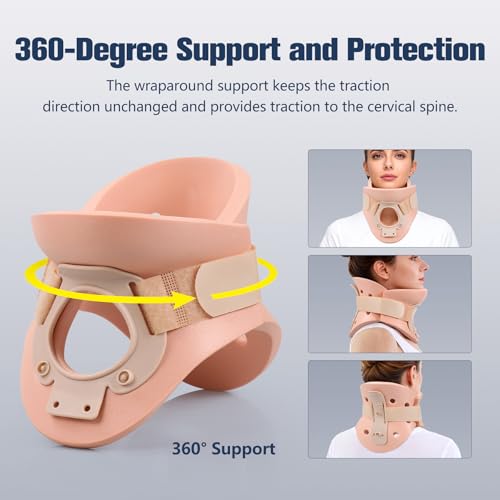 4 1/4 In Rigid Neck Brace Cervical Collar with Neck Support Foam Lightweight Soft Brace, Adjustable Cervical Traction Collar Relieves Neck Pain and Decompression for Men and Women (Neck height 4 1/4 Inch, Small)