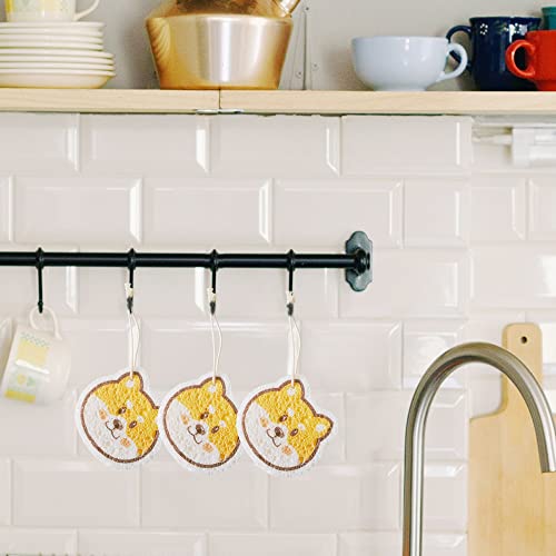 Image of Smile Dog Compressed Cellulose Kitchen Sponges 3 Counts Reusable Kitchen Sponges Pack Natural Cleaning Sponges for Household Cleaning