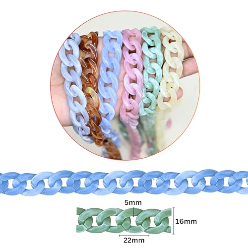 Image of SATRA TRADERS Matt Translucent Acrylic Chains for Jewelry Making, Handbags, Sunglasses, Crafts & DIY Projects | Size : 16mm | Qty : 1mtr | AC08 | Blue