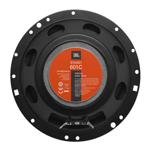 JBL Stage1 601C 2-Wege KFZ Soundsystem von Harman Kardon - 200 Watt Komponenten Auto Lautsprecher Boxen Set mit 16 - 17 cm Einbau Autolautsprecher und Hochtöner, Black