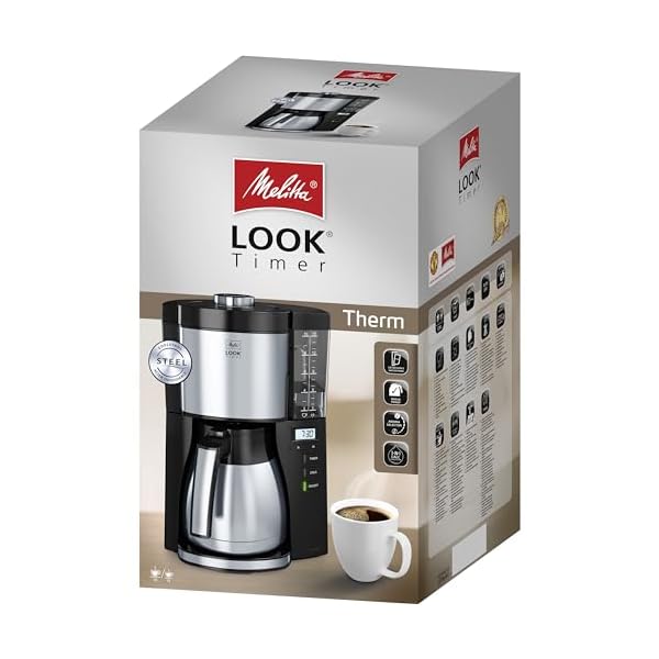 Melitta Look Timer - Filterkaffeemaschine - Thermokanne - Timer Funktion - Tropfstopp - 10 Tassen - Schwarz (1025-18) – Bild 7