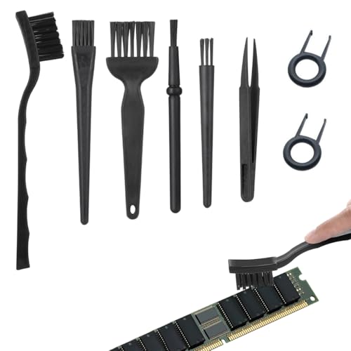 8 en 1 Brosse Antistatique - MoreChioce 8 Pcs Pinceaux Antistatique Pinceaux de Dépoussiérage en Nylon Brosse de Nettoyage Platique Kit de Brosse de Nettoyage pour Clavier Téléphone Ordinateur Caméra