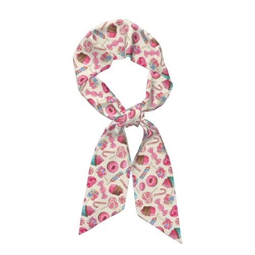 Sweet Lollipop Cupcake Print Women'S Fashion Scarf,Headbands Scarves Neck Scarf For Beach Bag Accessories