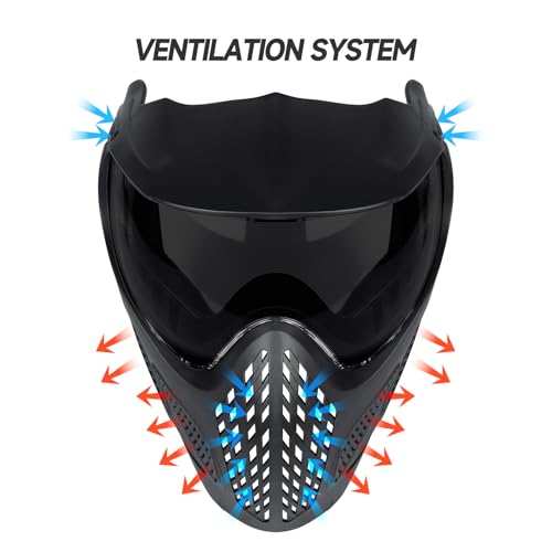 Image of Xaegistac Paintball Mask-Intergrated Sun Visor Airsoft Mask | Airsoft Mask with Wide Field of View, Anti Fog, Adjustable Headband for Paintball, Airsoft