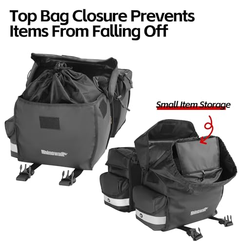 Rhinowalk Bike Pannier Bag 50L Double Pannier Bags Saddle Bags for Rear Rack Bicycles With Carrying Handle Professional Cycling Accessories-Black