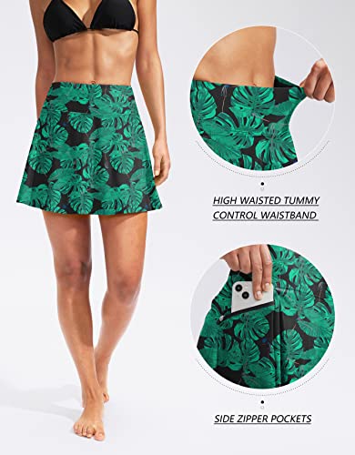 Image of Kayrth Women's High Waisted Swim Skirt with Zipper Pockets Tummy Control Bathing Suit Swimsuit Tankini Bottoms