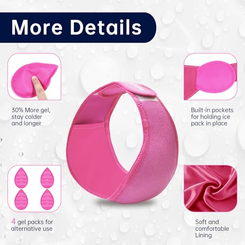 Image of Wisdom Teeth Ice Pack Head Wrap Jaw Face Ice Pack with 4 Gel Packs for Wisdom Teeth Removal Extraction Toothache Pain Relief Facial Face Oral Surgery TMJ Tonsillectomy Recovery Cosmetic Procedure Gift