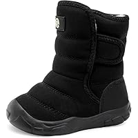 JIASUQI Toddler Snow Boots Boy Girl Wide Winter Boots with Faux fur Lined Warm Winter Shoes for Indoor Outdoor(Black 19,UK Size 9)