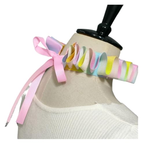 Collar de payaso multicolor con volantes en capas accesorio de cuello ajustable 2