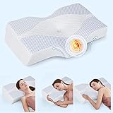 Contour Pillow for Neck and Shoulder Pain, IKSTAR Memory Foam Pillows for Sleeping, Cervical Neck Support Pillow for Side Back Stomach Sleepers with Cooling Pillowcase