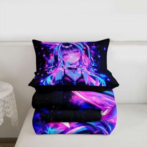 Image of Erosebridal 3D Mushroom Girls Bedding Sets King - Japanese Modern Fashion Comforter Set for Kids Adults Abstract Graffiti Duvet Insert Watercolor Aesthetic Quilt