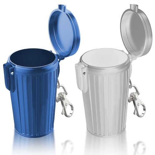 Lot de 2 cendriers de poche pour les déplacements : cendrier de poche anti-odeurs avec couvercle et porte-clés, mini cendrier portable pour les déplacements, le camping, les voyages (2)