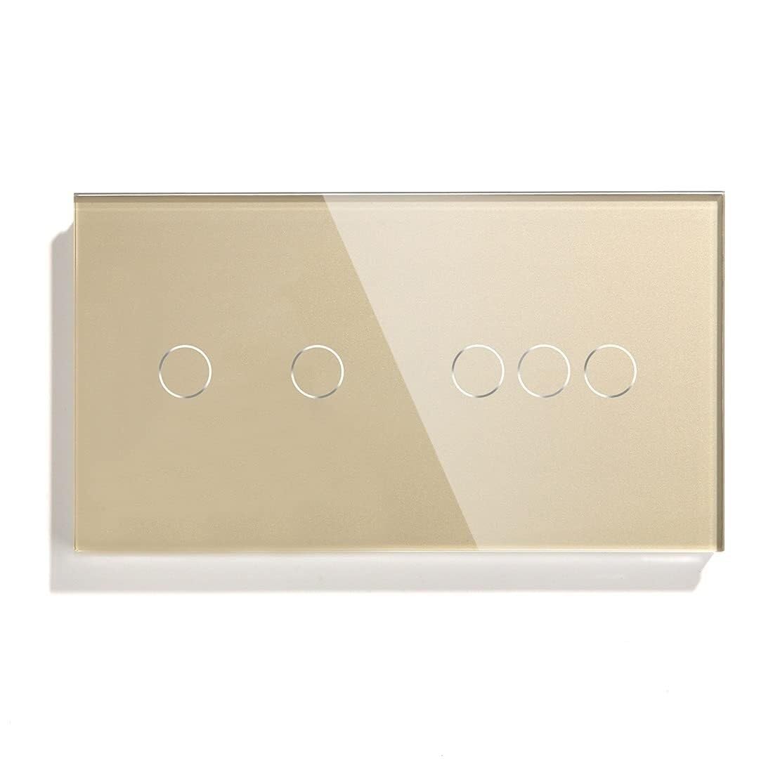 Touch Lichtschalter 5 Gang Touch-Schalter 157 Mm 1 Weg Wandleuchte Weiß Schwarz Golden Panel Sensor Wasserdicht(Gold)