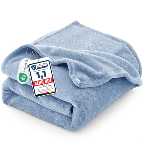 CozyLux Kuscheldecke Flauschig Decke 150x200 cm Himmelblau – Ansicht 1