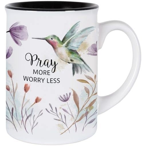 Carson Home Accents Mug-Pray More Worry Less (20oz) pack de 4 miniatura 1