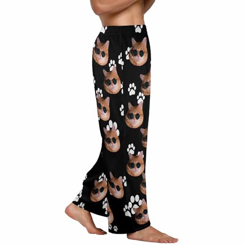 YESCUSTOM Personalized Face Cat's Paw Pajama Pants for Men Custom Photo Printed Pajama Bottoms Trousers for Boyfriend Husband2