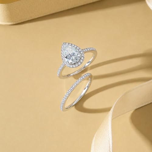 Image of Moissanite Wedding Ring Sets for Women Bridal Ring Set D Color VVS1 Different Cut Engagement Rings S925 Sterling Silver Promise Rings for Wife