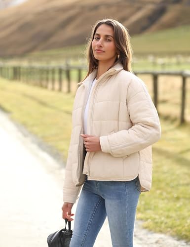Bianstore Women's Oversized Splice Quilted Lightweight Puffer Jacket Casual Padded Coat3