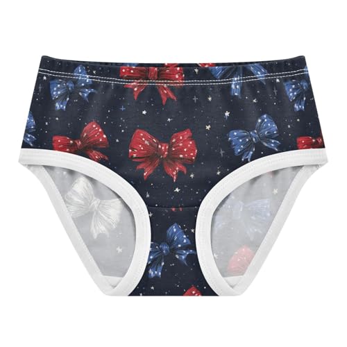 Wusikd Red White Blue Bows Girls' Underwear Cotton Girls Briefs Soft Toddler Underwear 2T