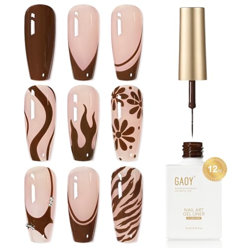GAOY Brown Swirl Gel Nail Polish Art Liner, 12ml Dark