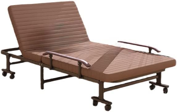 HAOWINS-PANFolding Bed,Single Bed Office Siesta Shrink Bed Household Simple Companion Cotton Folding Bed(Coffee)