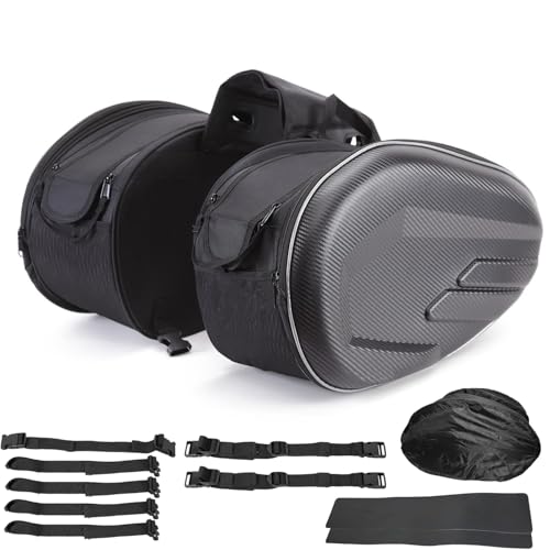 TOOSOAR Maletas para Moto,36L 58L,Impermeable,Pareja Bolsas Side Capacidad Ampliable,Negro