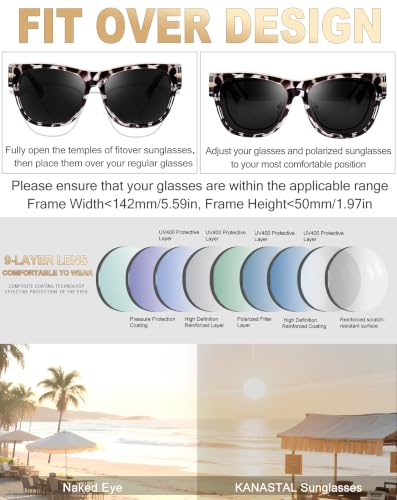 Image of KANASTAL Over Glasses Sunglasses Square Fit Over Polarized Sunglasses UV400