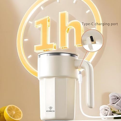 Self Stirring Coffee Mug, 12oz Magnetic Cup | USB Rechargeable, Auto Mixing for Coffee & Milk(Rose Quartz) - Image 7