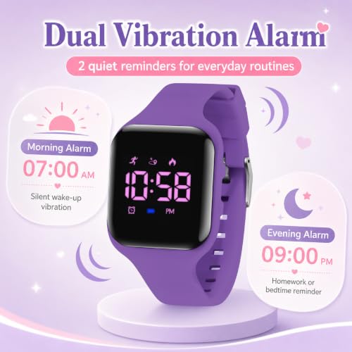 Image of Kids Watches for Girls Boys Digital Sport Watch with Step Counter Pedometer Vibration Alarm Clock, No App Waterproof Fitness Tracker Kids Watch Boys Girls Teens Students Ages 5-16
